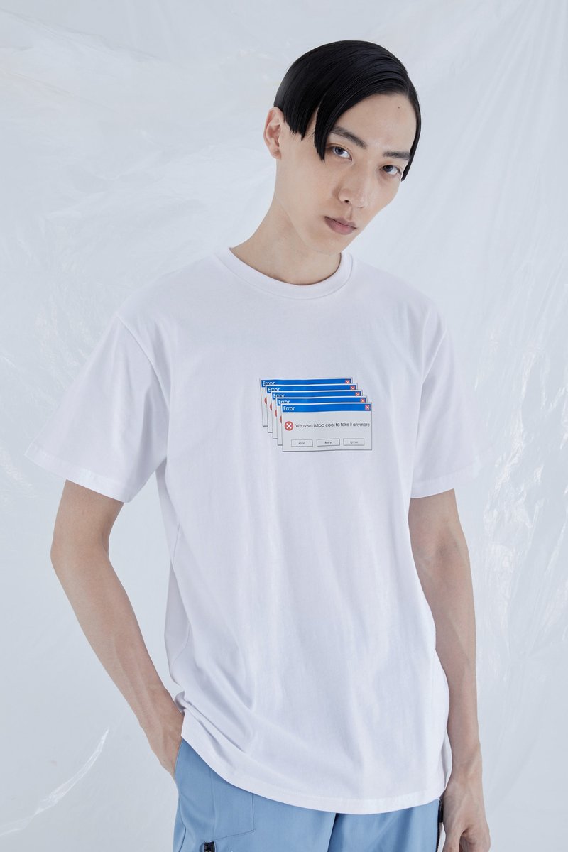 ERROR Tee - White - เสื้อฮู้ด - ผ้าฝ้าย/ผ้าลินิน ขาว