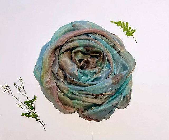 長方形スカーフ シルク 花柄 - 小物