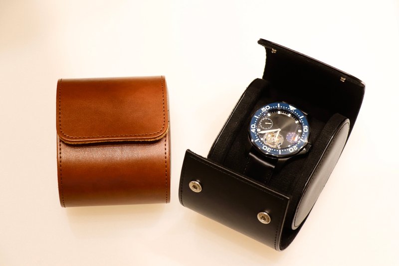 Leather portable watch box—single watch/double watch package - อื่นๆ - หนังแท้ สีดำ