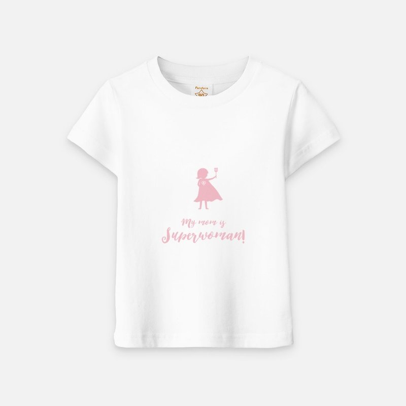 My mom is superwoman (Pink Edition) - Kids Short Sleeve T-shirt - เสื้อฮู้ด - ผ้าฝ้าย/ผ้าลินิน ขาว