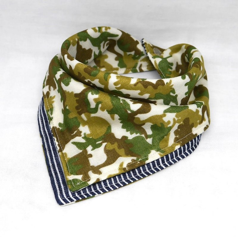 Japanese Handmade 6-layer-gauze Baby Bib/bandana style - ผ้ากันเปื้อน - ผ้าฝ้าย/ผ้าลินิน สีเขียว