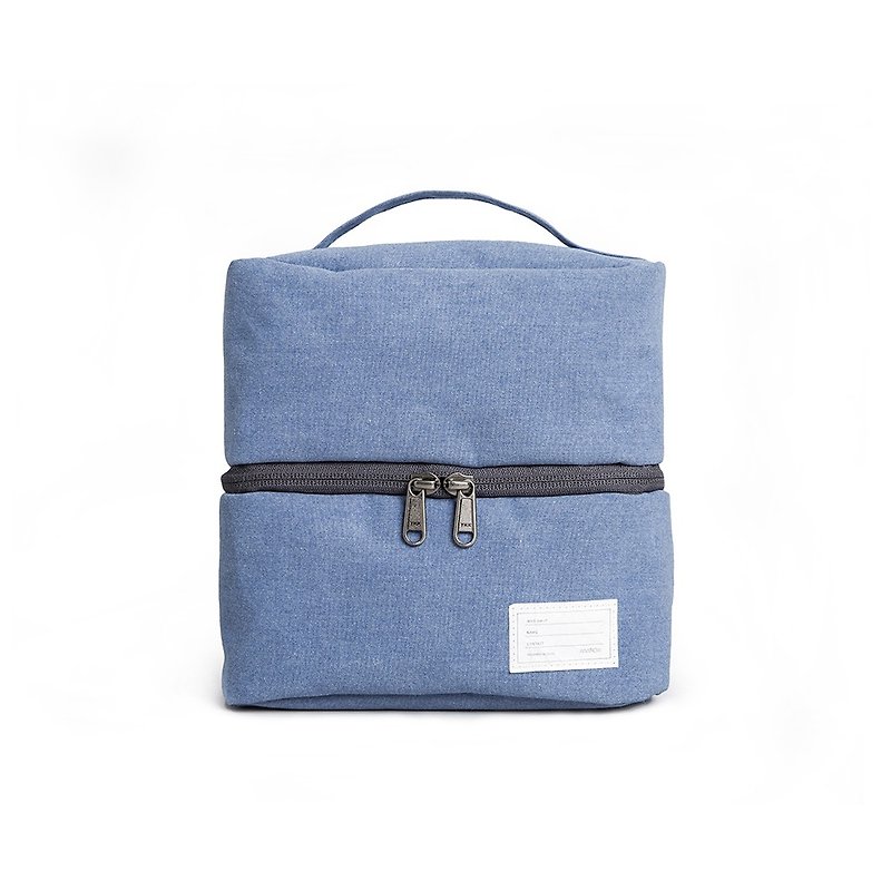 簡約系列-雙開口旅行收納包-牛仔藍-RAC130BL - 化妝袋/收納袋 - 棉．麻 藍色