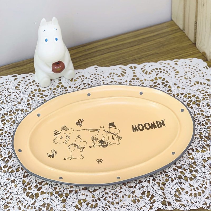 MOOMIN授權-嚕嚕米點點風橢圓大魚盤-30cm(奶黃色) - 碟/盤子/餐盤 - 陶 黃色