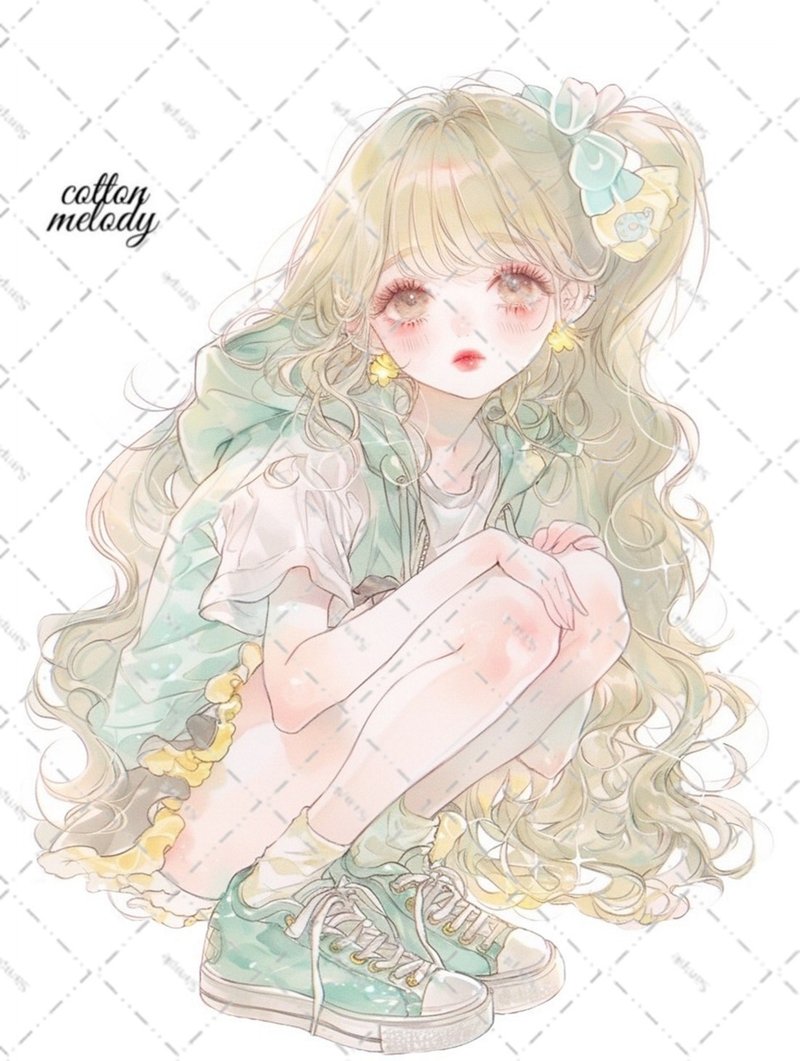 original sticker no.6983 人物ステッカー オリジナルステッカー 人物ステッカー 女の子ステッカー オリジナル人物ステッカー - 貼紙 - 紙 