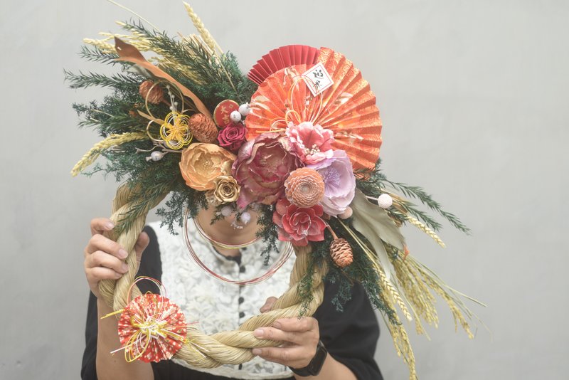 Large-size Japanese-style blessing rope opening flower ceremony Spring Festival flower gift - Dried Flowers & Bouquets - Plants & Flowers Red