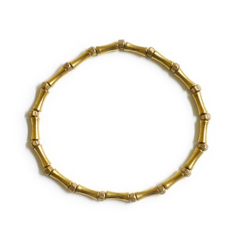 Ficelle | Handmade Brass Natural Stone Bracelet | [Brass] Copper Words-Bamboo - สร้อยข้อมือ - โลหะ สีทอง
