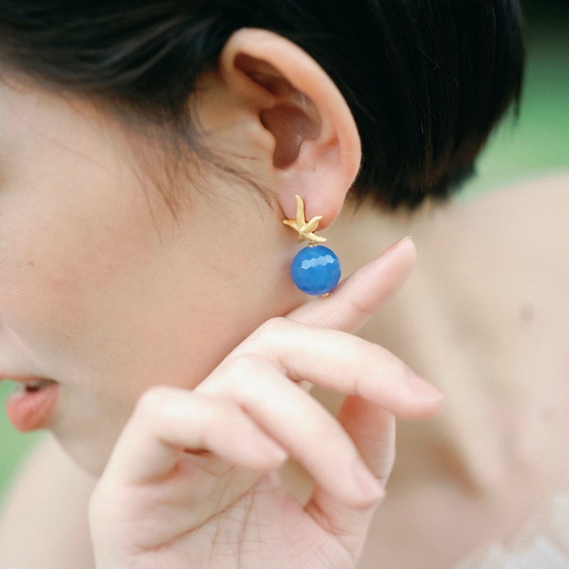 Blue Onyx Fortaleza Starfish Earrings - ต่างหู - เงินแท้ สีน้ำเงิน