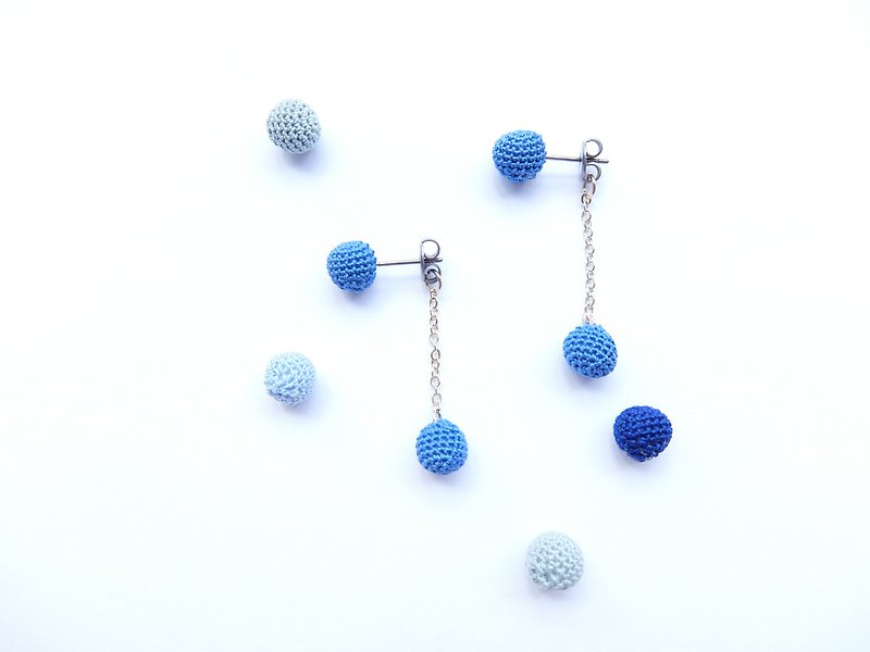 2way pierced earrings/ Clip-On lapis lazuli - Earrings & Clip-ons - Cotton & Hemp Blue