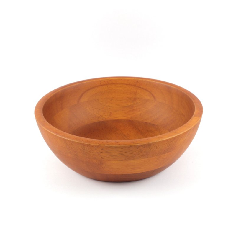 |巧木| 木製沙拉碗V(橘色)/木碗/湯碗/餐碗/凹底碗/胖碗/橡膠木 - 碗 - 木頭 咖啡色