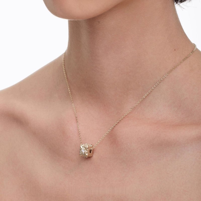 鳶尾花方形路路通素鏈小眾項鏈復古輕奢鎖骨鏈 - 鎖骨鍊 - 銅/黃銅 金色