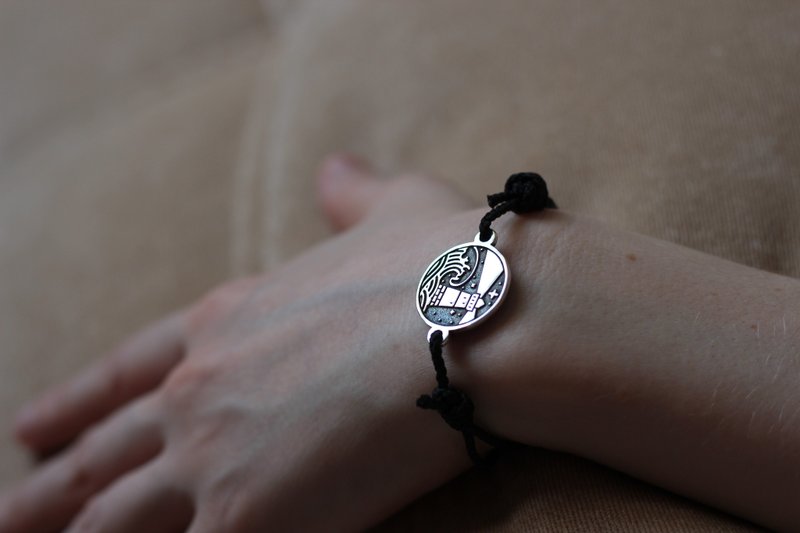 Lighthouse beacon bracelet romance symbol. Marine Marinism loneliness theme. - 手鍊/手環 - 純銀 銀色