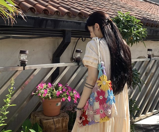 azuページ】作家作品 網代 ショルダーバッグ【茶】夏 バッグ