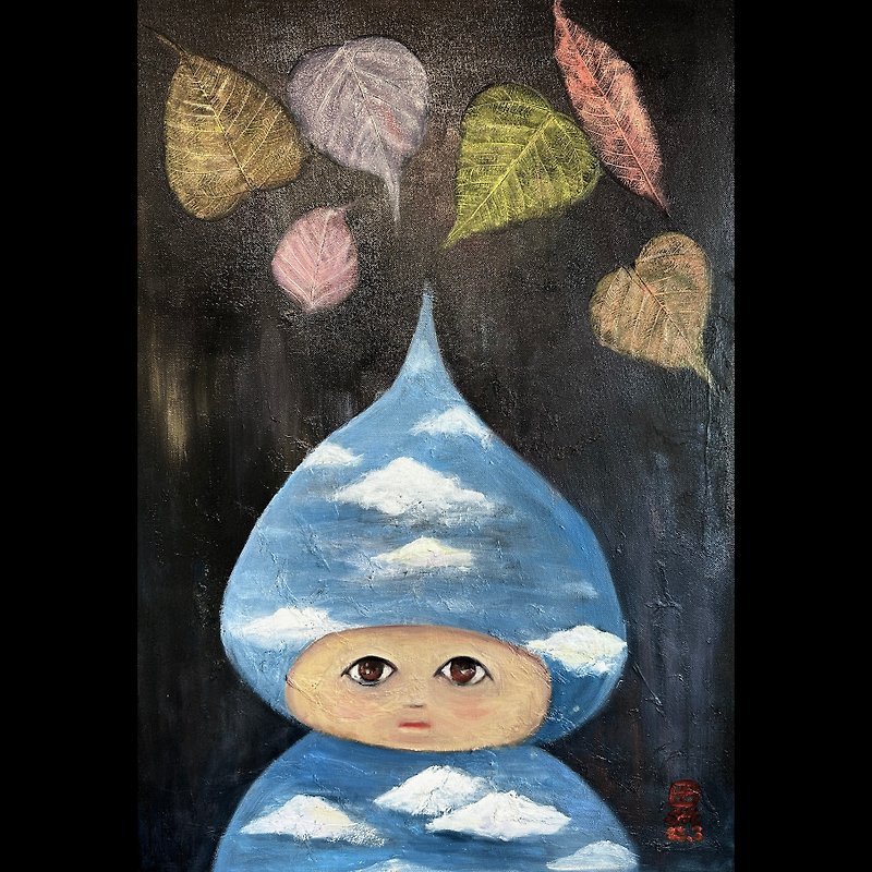 Oil painting bodhi baby under bodhi night - โปสเตอร์ - วัสดุอื่นๆ หลากหลายสี