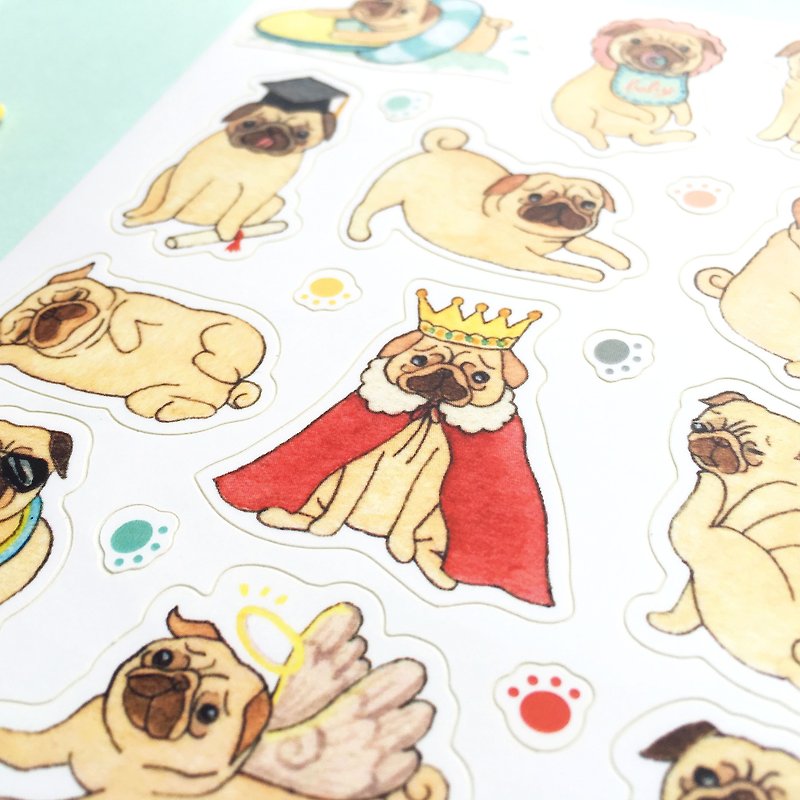 Pug dog diecut stickers - สติกเกอร์ - กระดาษ 