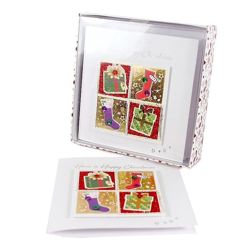 Gifts and socks Christmas box card 5 pieces [Talking Pictures-Card Christmas Series] - การ์ด/โปสการ์ด - กระดาษ หลากหลายสี