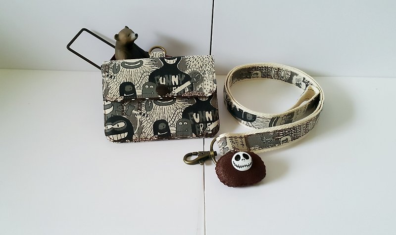 Mini bear hand made bacteria multi-function small card package + special with the same paragraph hanging lanyard exclusive - ID & Badge Holders - Cotton & Hemp 