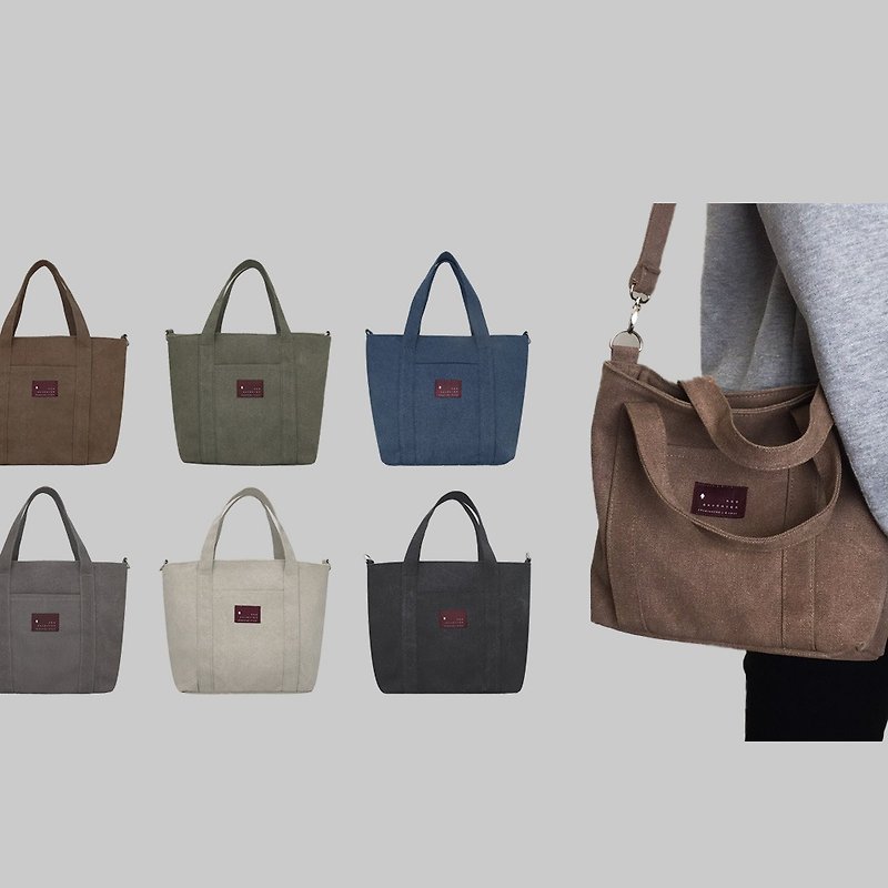Canvas Bag Canvas Tote Bag Handbag Crossbody Bag Shoulder Bag (with bottom plate inside) - Handbags & Totes - Other Materials 