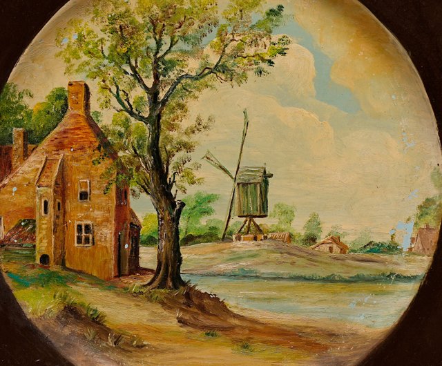 オランダの手描きの田舎の風景ディスプレイプレート/装飾プレート - ショップ Lu0026R Antiques and Curiosa 置物 - Pinkoi