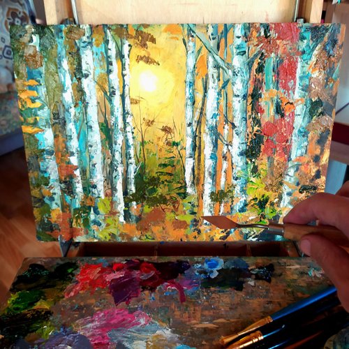 油絵 絵画 【白樺の森】 白樺の森】#油彩画 #芸術 #油絵 #絵 #アート #oilpainting #oil