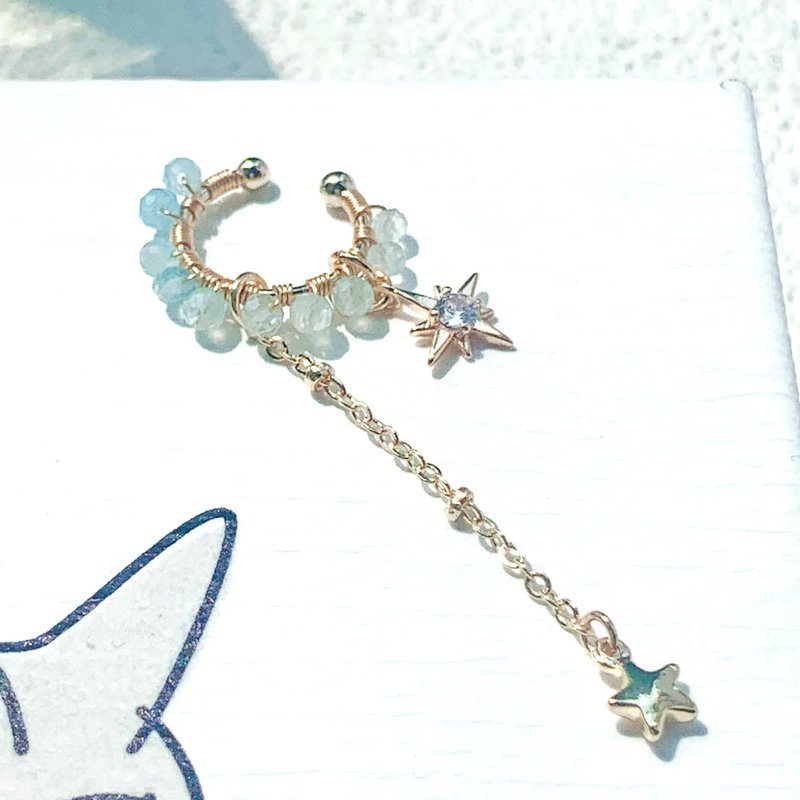 Aquamarine Nova 14K gold-filled ear cuff - ต่างหู - คริสตัล สีทอง