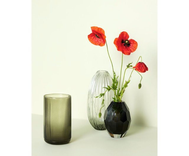 Hübsch】－950505 スモーキー宝石カットガラス花瓶フラワーアレンジメント - ショップ hubschtw 花瓶・植木鉢 - Pinkoi