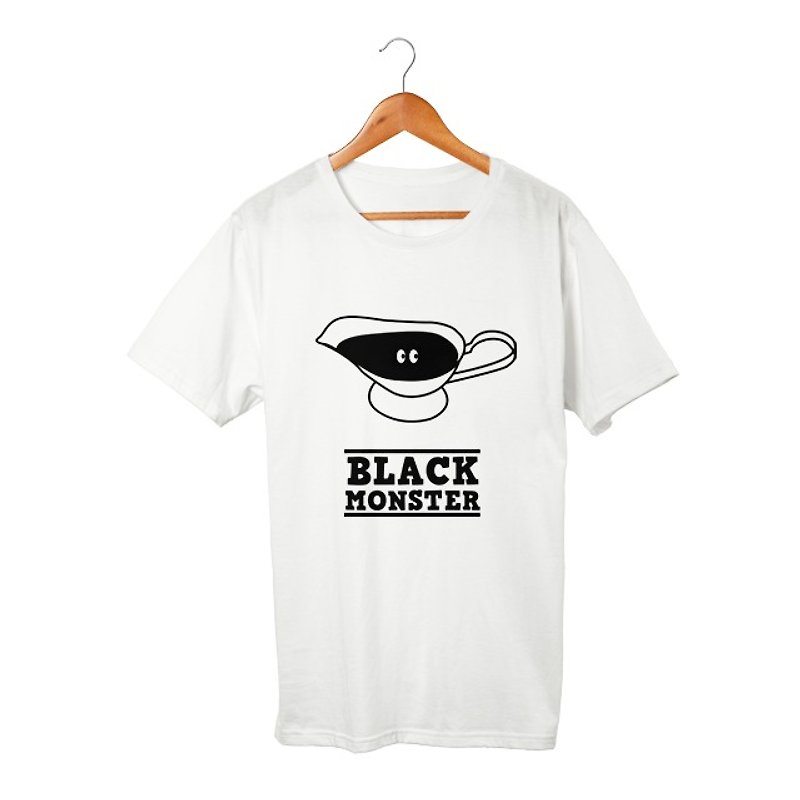 Black Monster # 11 T-shirt - เสื้อฮู้ด - ผ้าฝ้าย/ผ้าลินิน ขาว