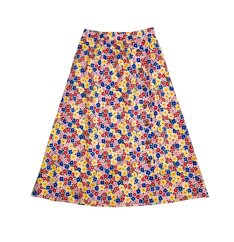 (Women's) Color Flower Skirt - Pink - กระโปรง - ผ้าฝ้าย/ผ้าลินิน สีเขียว