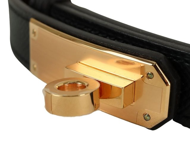 Hermes Kelly 18 Turnlock Belt Vaux Epson Leather Black Gold
