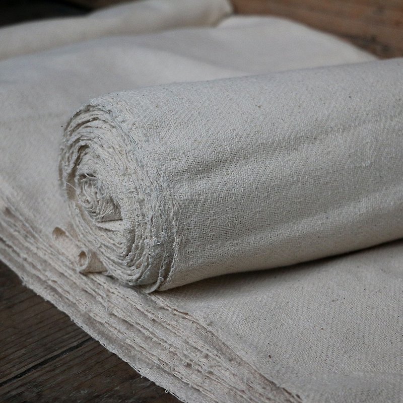 Handmade cloth double-line pepper pattern cloth natural color coarse cloth pure cotton old cloth soft scarf thick bottom cloth width 45cm - เย็บปัก/ถักทอ/ใยขนแกะ - ผ้าฝ้าย/ผ้าลินิน 