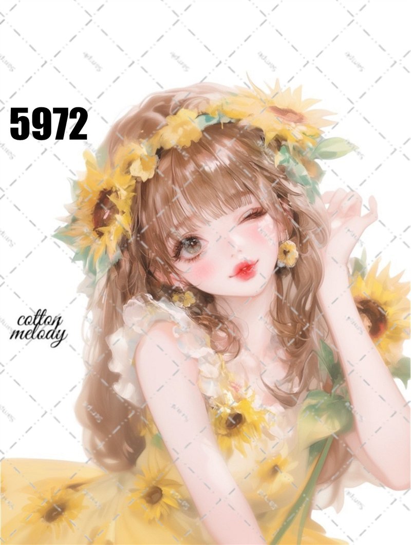 original sticker no.5972 人物ステッカー オリジナルステッカー 人物ステッカー 女の子ステッカー オリジナル人物ステッカー - 貼紙 - 紙 