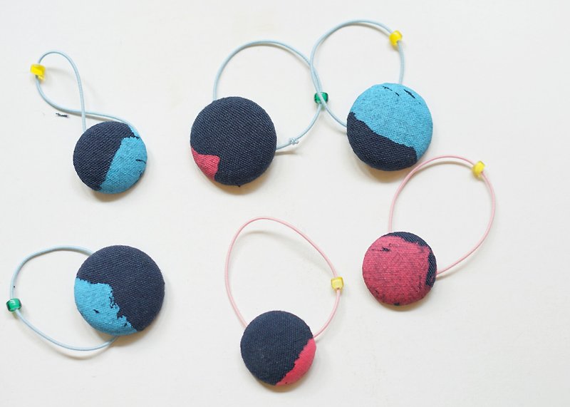 Yinke round biscuits hair circle! The Blue Rock (Pink / Blue) - เครื่องประดับผม - ผ้าฝ้าย/ผ้าลินิน สีน้ำเงิน