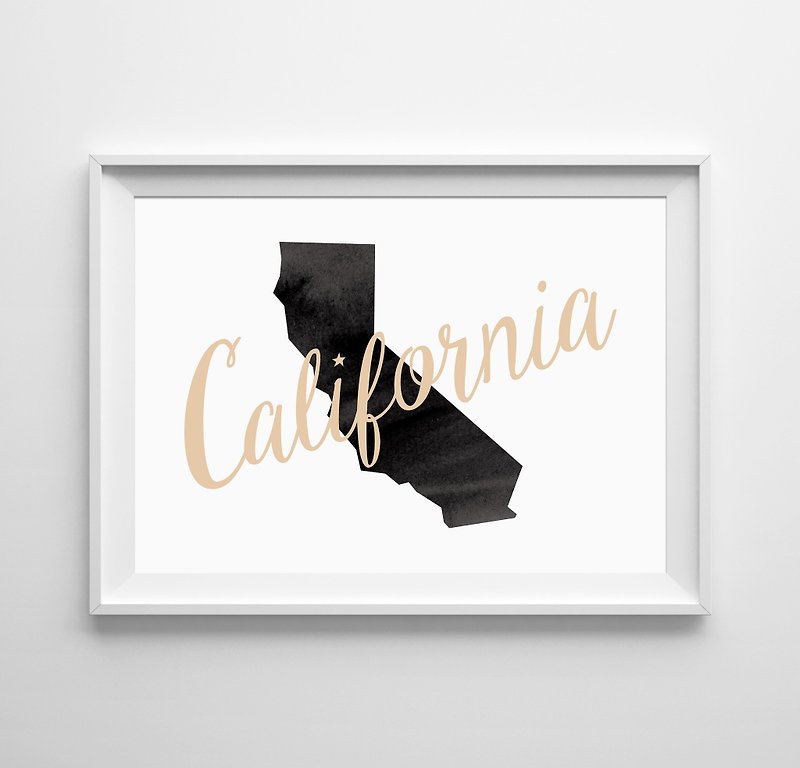 カリフォルニアの地図アートのカスタマイズ可能なポスター - ポスター・絵 - 紙 