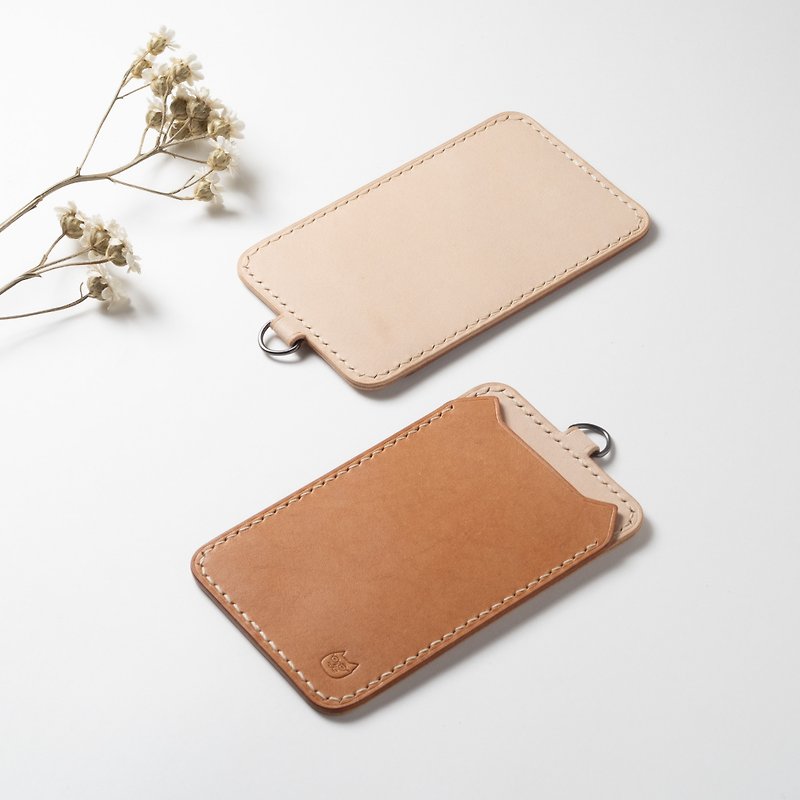 Leather cat ear card holder/Yoyou card holder - original design - fully handmade vegetable tanned leather with optional colors - ID & Badge Holders - Genuine Leather Khaki