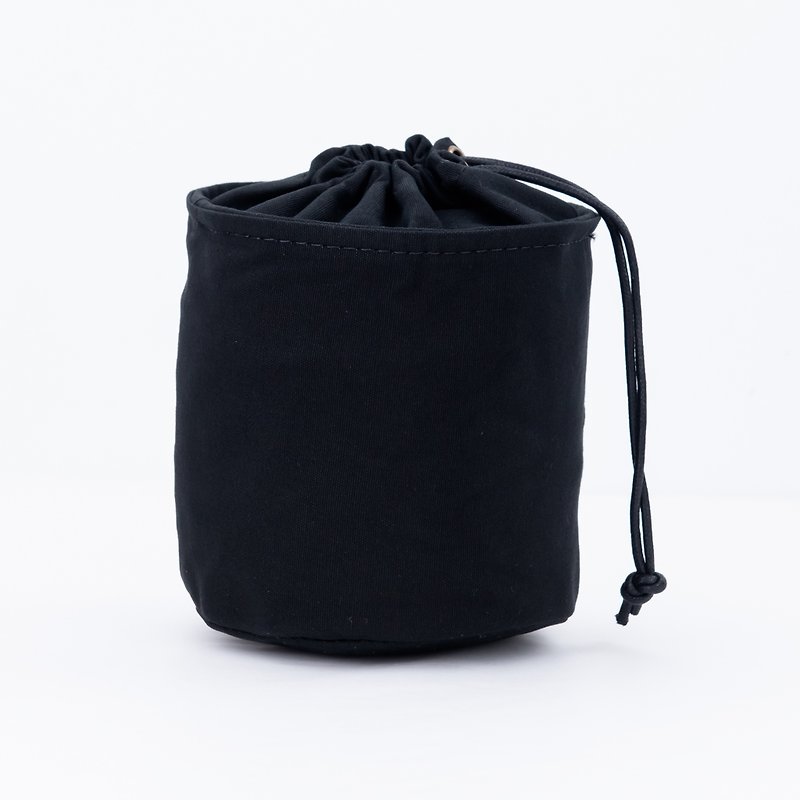 Classic black canvas drawstring drum bag bucket bag storage bag - Drawstring Bags - Polyester Black