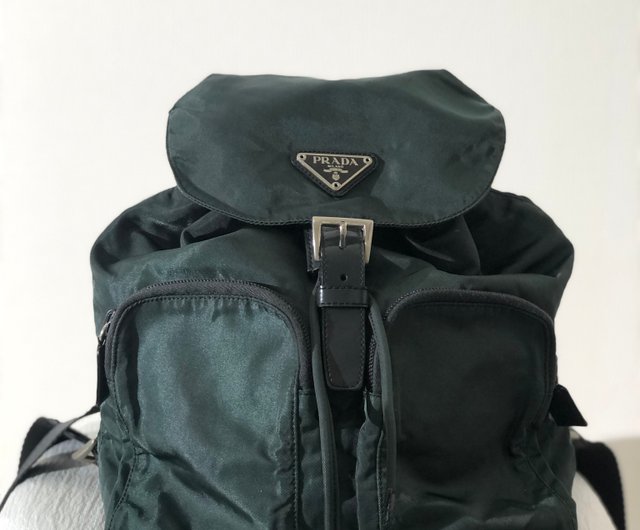 Directly shipped from Japan, brand name used packaging] PRADA triangle logo  nylon leather backpack bag pack navy vintage 8jeijv - Shop solo-vintage  Backpacks - Pinkoi