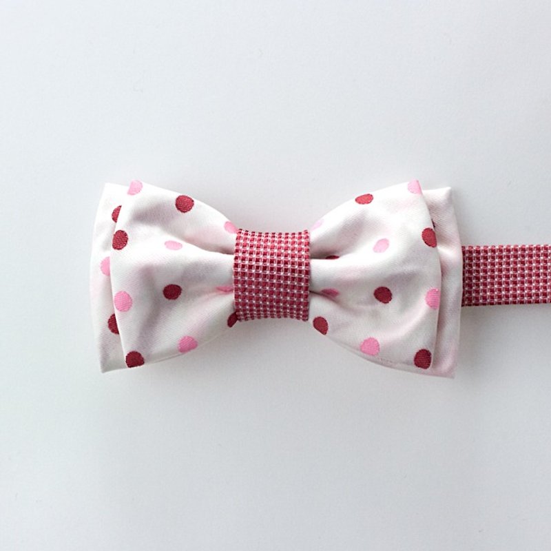 Bowtie (white / pink dots) - Ties & Tie Clips - Polyester Pink