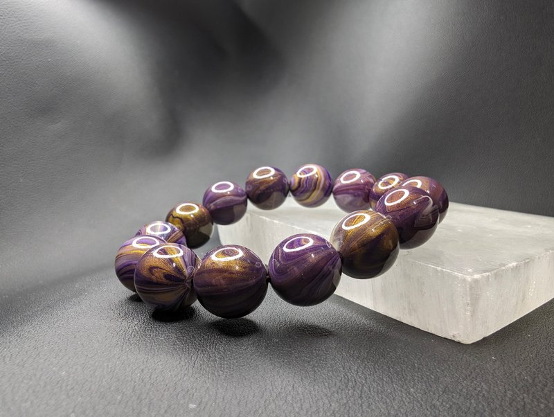 彩虹大漆珠 Chinese Lacquer 中國非物質文化遺產 手串 手鍊 15mm - 手鍊/手環 - 木頭 