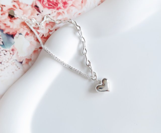 クリスマスギフト 925純銀 スターライト ハート 非対称チェーン