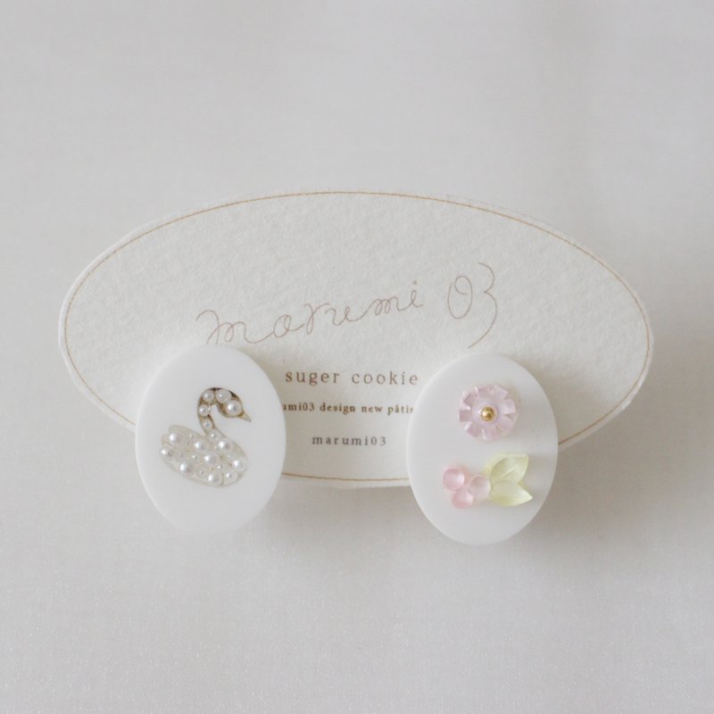 Sugar cookies earrings: pink yellow - 耳環/耳夾/耳骨夾 - 壓克力 