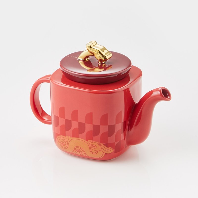 Dragonic Dynamism /Year of Dragon Teapot - ถ้วย - เครื่องลายคราม สีแดง