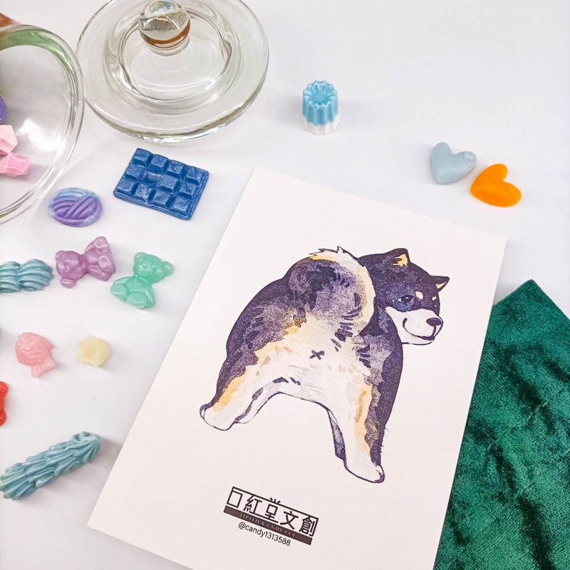 KR474_口紅堂明信片_柴犬8_candy1313588 postcard - 卡片/明信片 - 紙 多色