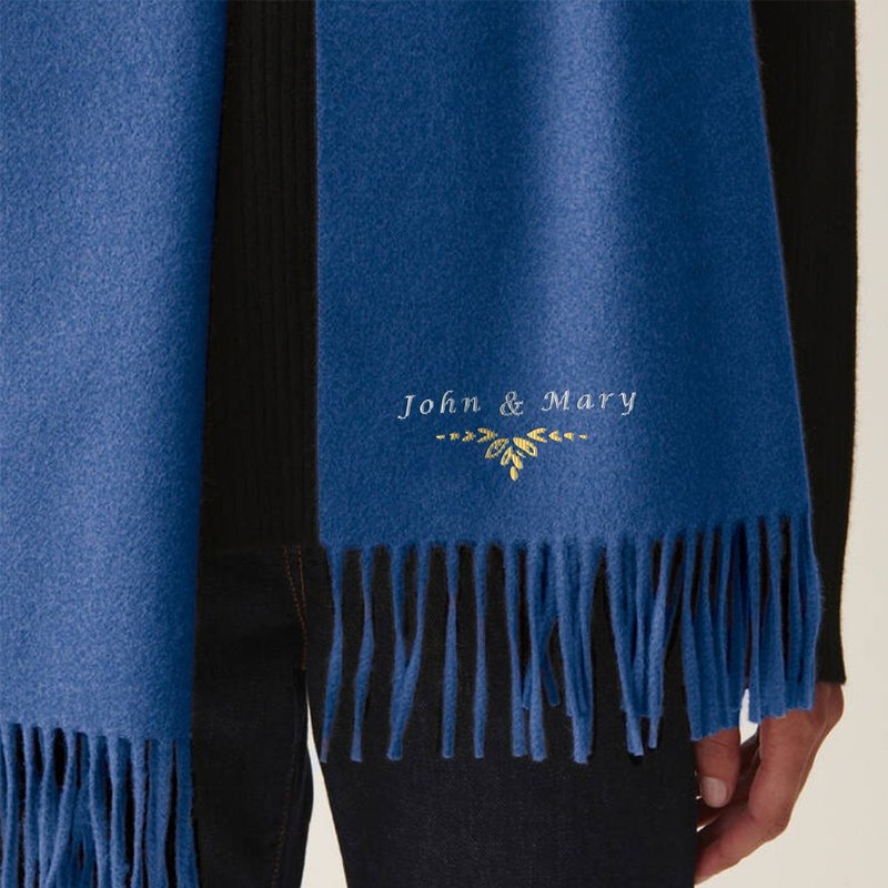 客製化情侶單條純色披肩圍巾羊毛訂製情侶名字聖誕新年禮物 - 圍巾/披肩 - 羊毛 多色