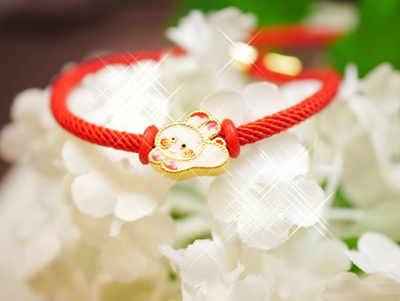 Gold Beads - Zodiac Rabbit Ping An Bracelet Gold Ornament - Gold 9999 (Gift Milan Bracelet) - สร้อยข้อมือ - ทอง 24 เค สีทอง