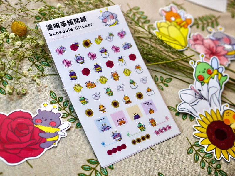 So elephant original elephant bee series transparent hand account sticker | A6 size - สติกเกอร์ - กระดาษ 