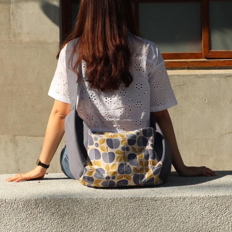 Tropical Fruit Crossbody Bag (Blue Gray) - Messenger Bags & Sling Bags - Cotton & Hemp Blue