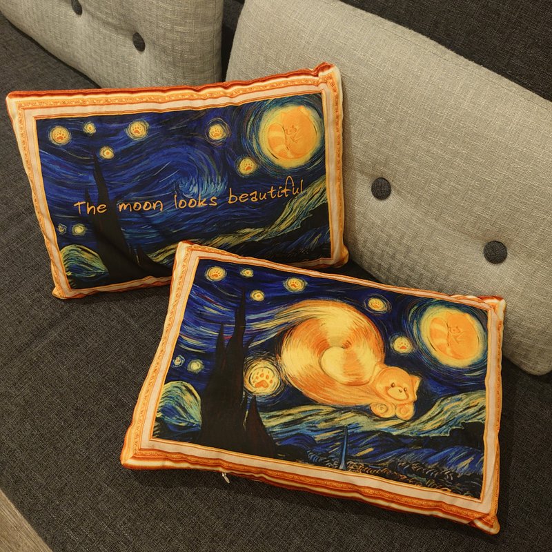 【年宵市集】小熊貓博物館聯乘 星夜 De sterrennacht名畫抱枕 - 枕頭/抱枕 - 聚酯纖維 多色
