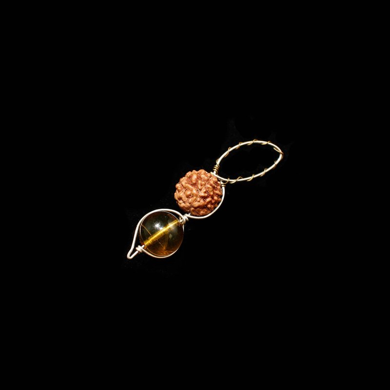 【琥珀系列】純銀纏繞 5辦菩提子+緬甸金珀 _ 太空人琥珀版 M號 - 項鍊 - 寶石 多色