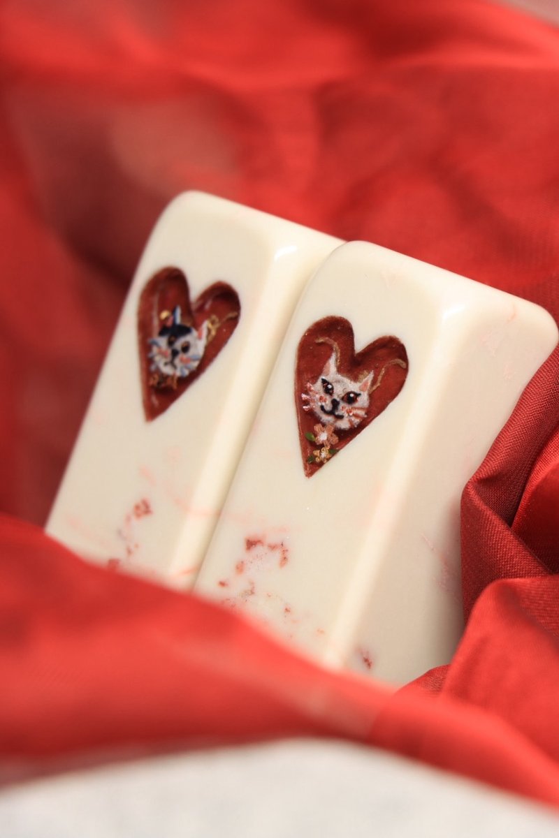 【日好手工刻印・原創樹脂結婚情人對章】夫妻貓 - 印章/印台 - 石頭 粉紅色