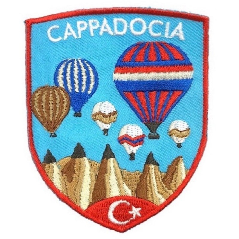 土耳其 卡帕多奇亞 熱氣球 旅遊 PATCH 刺繡背膠補丁 袖標 INS打 - 襟章/徽章 - 繡線 多色