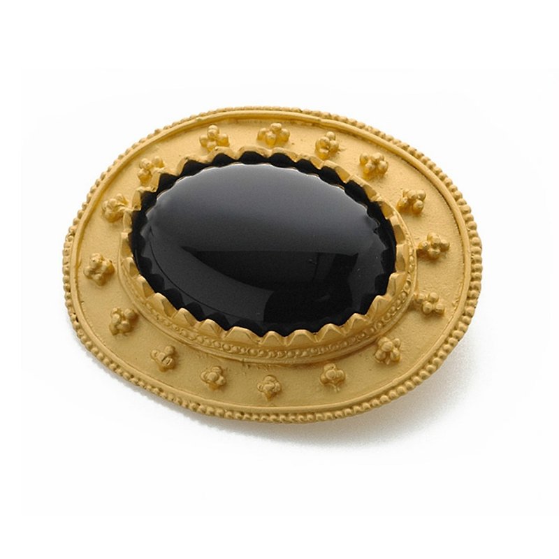 古代ギリシャのブラック瑪瑙ピン - ブローチ - 宝石 ゴールド